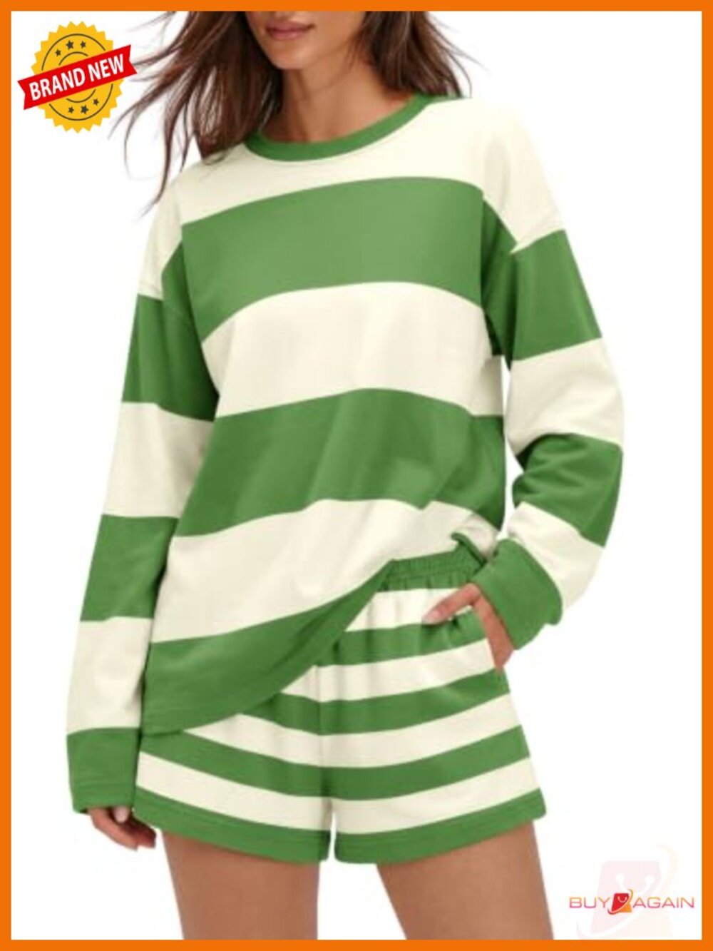 Striped Lounge Set Oversized Shirt & Shorts 2 Piece